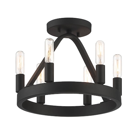 Designers Fountain Carousel 12in 6-Light Black Semi-Flush Mount D254C-SF-BK